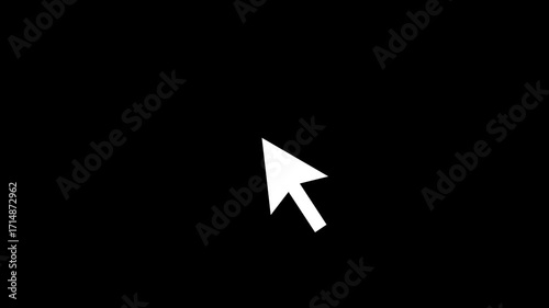 Mouse cursor pointer arrow clicking icon animation on transparent background with smooth click effect and professional ui design in 4k video.