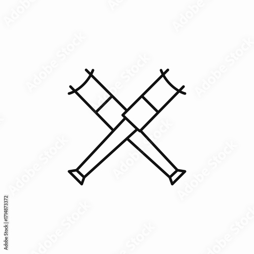 crossed crutches mobility aid icon sign vector