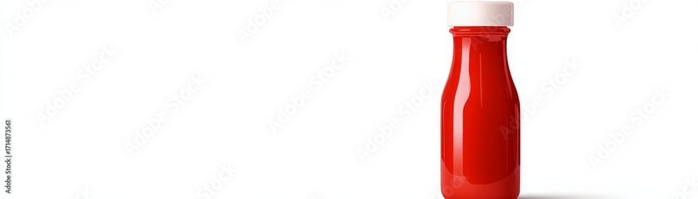 Obraz premium Red Sauce Bottle, White Cap, Mockup Isolated, Condiment ,Ketchup