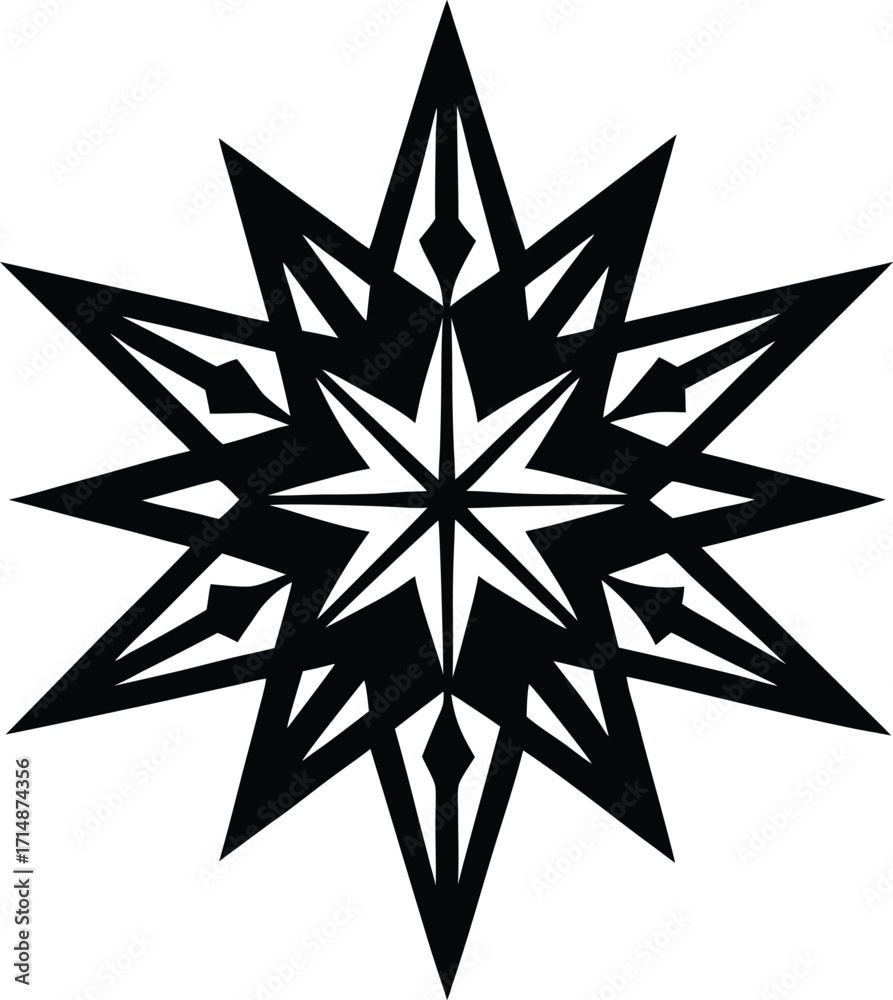 Obraz premium Black Geometric Starburst Design abstract symmetrical