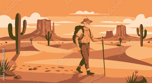 Desert Hiking Adventure An Elderly Man's Journey
