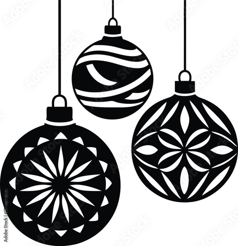 Black Silhouette Christmas Ornaments Hanging baubles