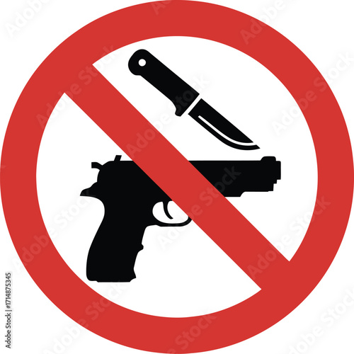No Weapons Sign Vector Illustration Symbol for Safety and Security Prohibition Concept