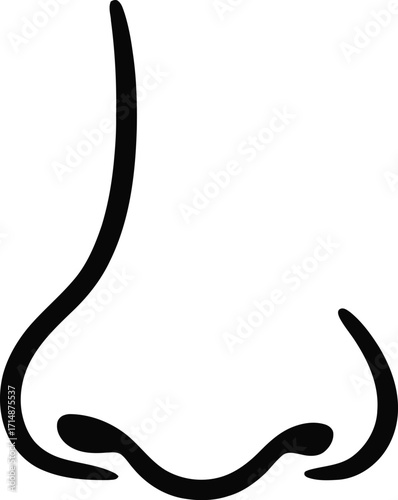 Detailed Human Nose Illustration Depicting Olfactory Organ Anatomy and Facial Feature Design