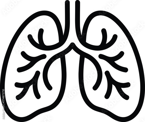 Human Lungs Anatomy Outline Icon Vector Illustration for Medical and Healthcare Concepts