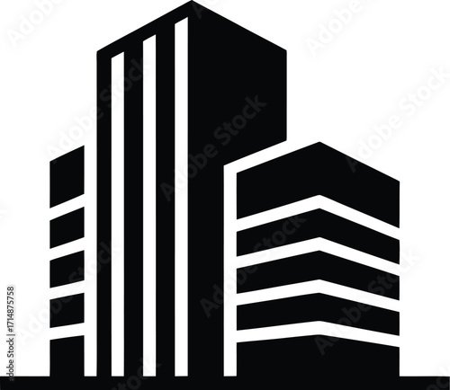 Modern Building Outline Icon Vector Illustration for Architecture and Real Estate Concepts