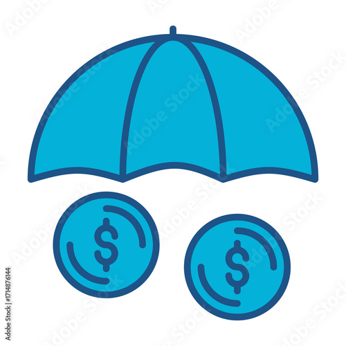 Decline Icon In Blue Monochrome Flat Design, Vector Illustration