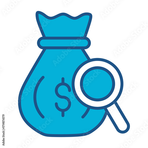 Analysis Icon In Blue Monochrome Flat Design, Vector Illustration