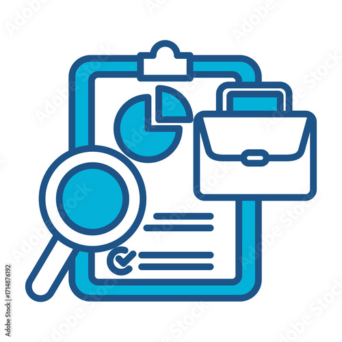 Evaluation Icon In Blue Monochrome Flat Design, Vector Illustration
