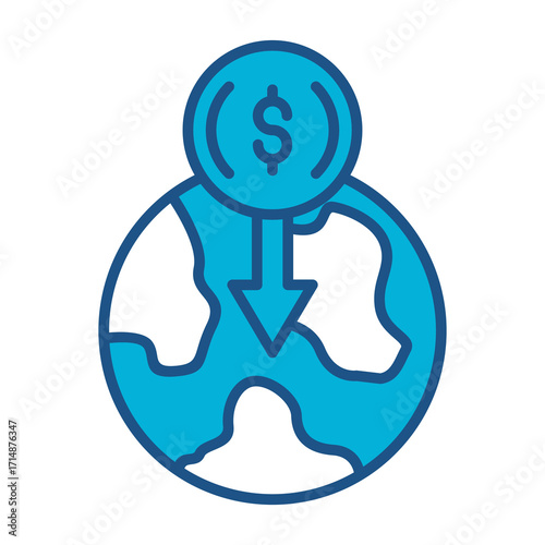 Crisis Icon In Blue Monochrome Flat Design, Vector Illustration