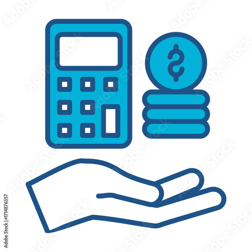 Expenses Icon In Blue Monochrome Flat Design, Vector Illustration