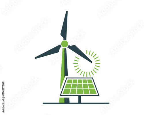 Wind turbine and solar panel for clean energy