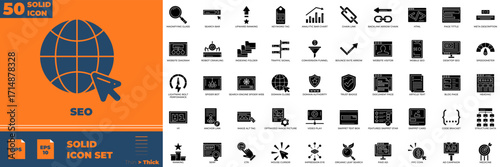 SEO Solid Editable Icons set.
