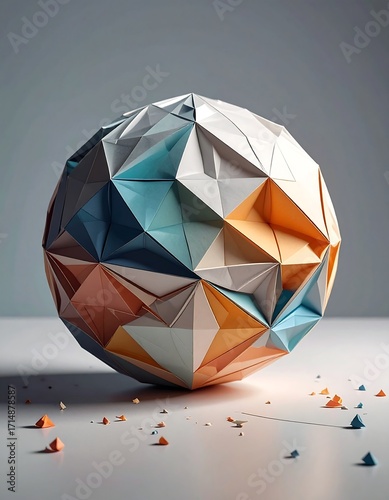 Geometric sphere with vibrant color facets