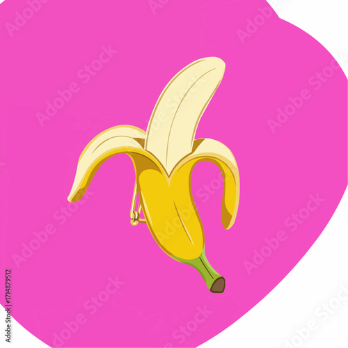 Cartoon banana brooch design on pink background  