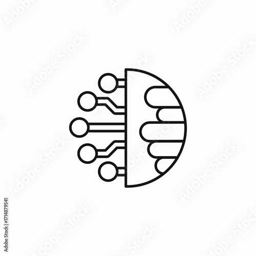 half circuit chip icon sign vector