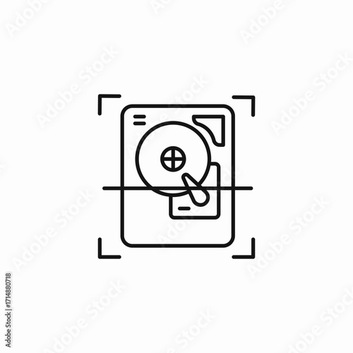 scanning hard drive icon sign vector
