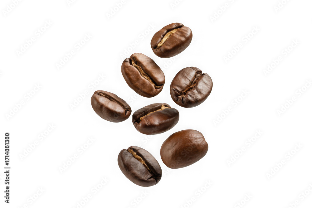 Fototapeta premium floating coff ee beans isolate on white background