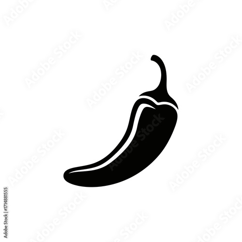 Black chili pepper silhouette isolated on white background