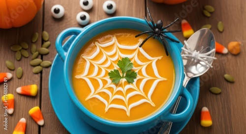 Spooky Spiderweb Pumpkin Soup Recipe For Halloween Celebration