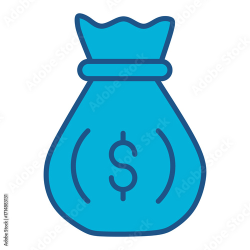 Budget Planning Icon In Blue Monochrome Flat Design, Vector Illustration