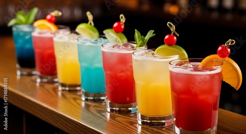 Wallpaper Mural Vibrant Colorful Tropical Cocktails Lined Up on a Bar Counter Ready for Service Torontodigital.ca