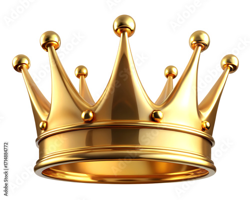 Golden crown isolated on transparent background
