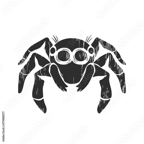 Jumping Spider Silhouette Illustration. Nature And Wildlife Concept Isolated Vector Illustration