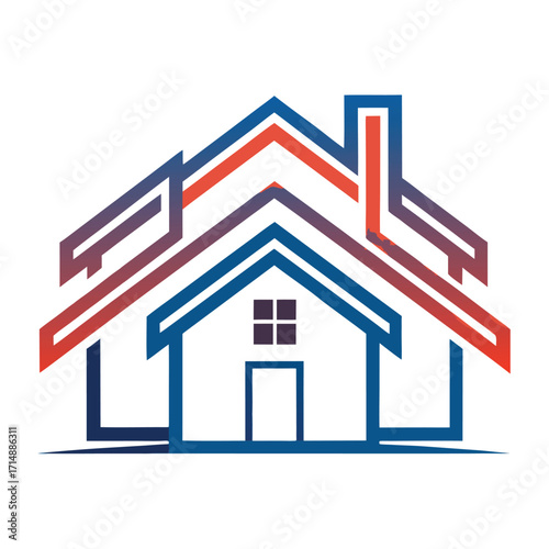 Modern real estate house outline logo design with clean lines and professional appeal