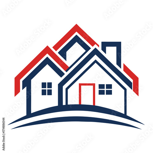 Modern minimalist house outline logo design for real estate businesses and property services