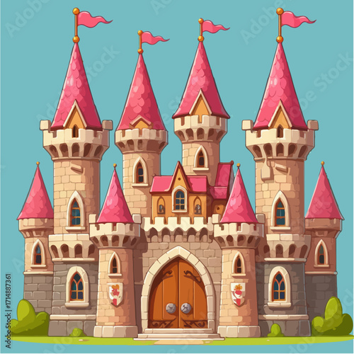Vector flat design of a magical castle