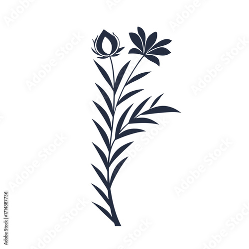 A vector illustration of a bamboo silhouette design with leaves and a stem that creates a tropical green pattern
