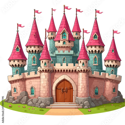 Vector flat design of a magical castle