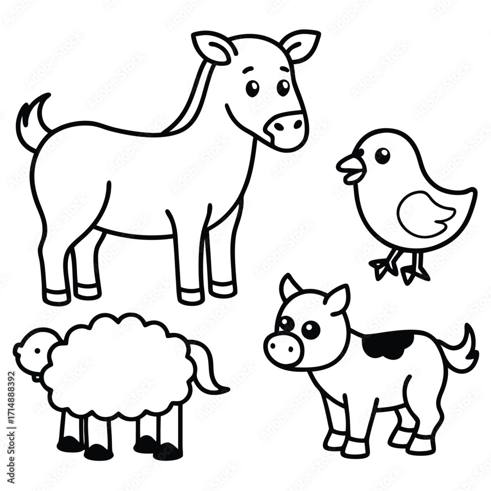 Obraz premium Charming collection of cute farm animal illustrations for children s designs