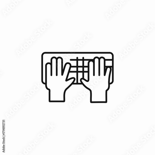 hands typing keyboard icon sign vector