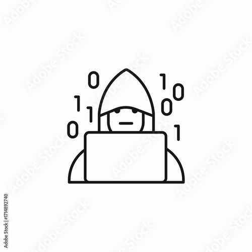 hooded hacker binary icon sign vector