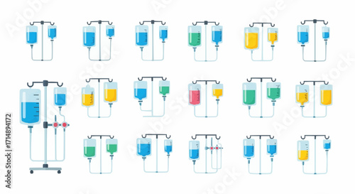 Medicine and pharmacy iv fluid bag intravenous drip medical treatment saline solution vector illustration healthcare concept vector