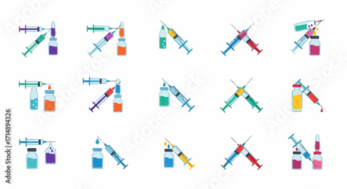 Medicine and pharmacy injection vaccine ampoule and vial vector illustration for medical treatment and healthcare concept design one hundred vector