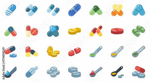 Medicine and pharmacy pills medicine capsules medication pharmaceutical drugs healthcare pharmacy treatment prescription remedies vitamins vector