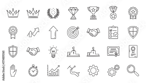 High-Quality Meat and Fish Icons Set – Fresh Seafood, Steak, Poultry, Sausage, Bacon, Ham Illustrations for Food and Restaurant Design