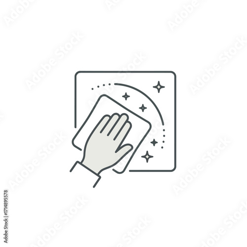Hand wiping surface with cloth for cleaning