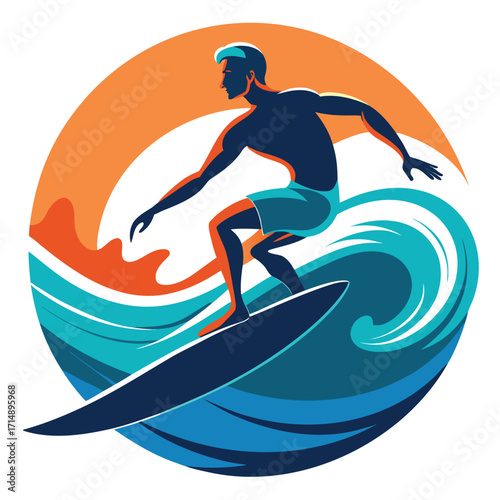 Dynamic silhouette of a surfer skillfully riding a powerful ocean wave capturing the thrill of the sport