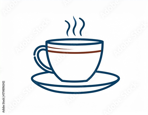 Minimalist coffee cup vector icon, clean line style, hot drink illustration