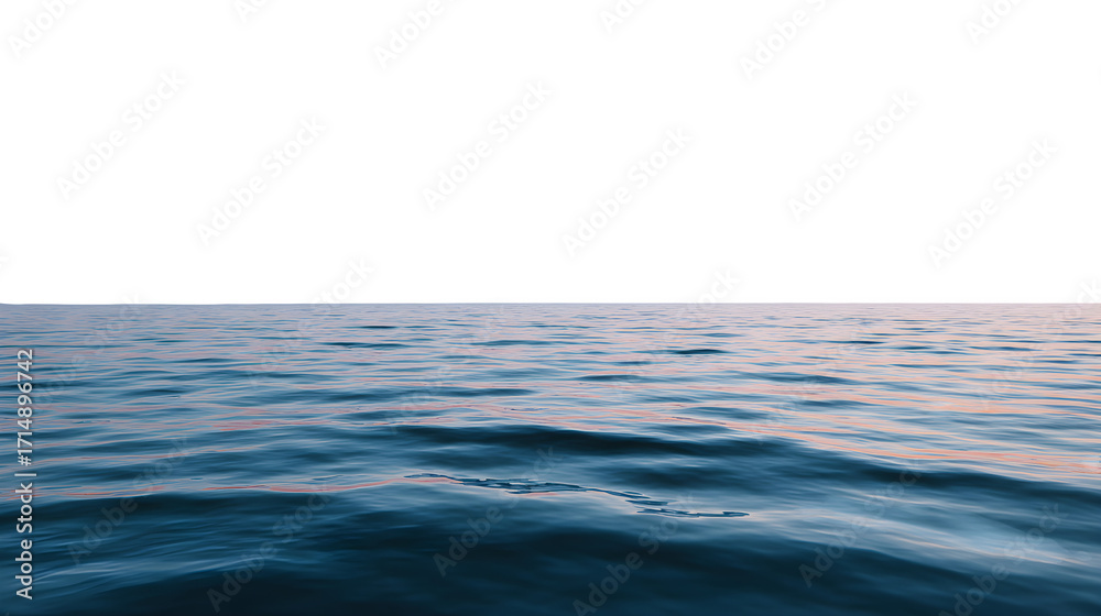 Naklejka premium Ocean waves with distant figure isolated on white background