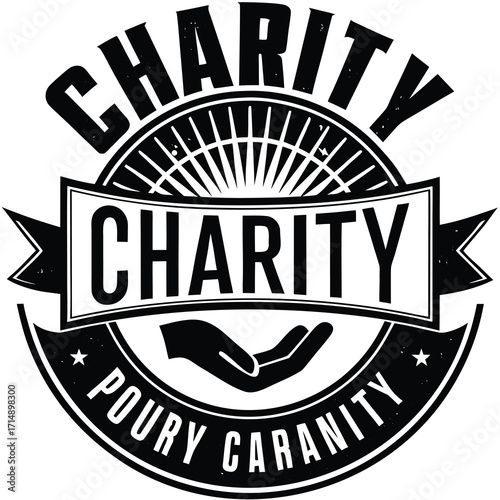 Helping hand charity logo design with abstract elements and vibrant colors