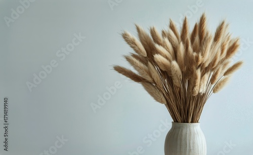 Elegant Arrangement of Dried Grass in a Simple Vase Against a Neutral Backdrop