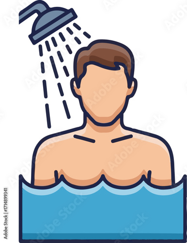 Minimalist Icon of a Person Showering or Bathing for Hygiene and Cleanliness