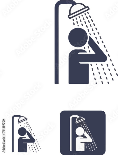 Pictogram of Person Showering with Water Stream