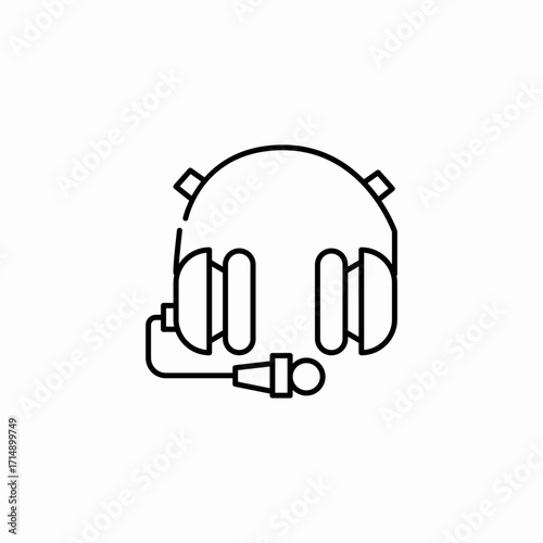 pilot headset communications icon sign vector
