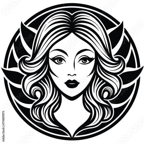 Elegant feminine face logo design for a beauty salon spa or cosmetic brand